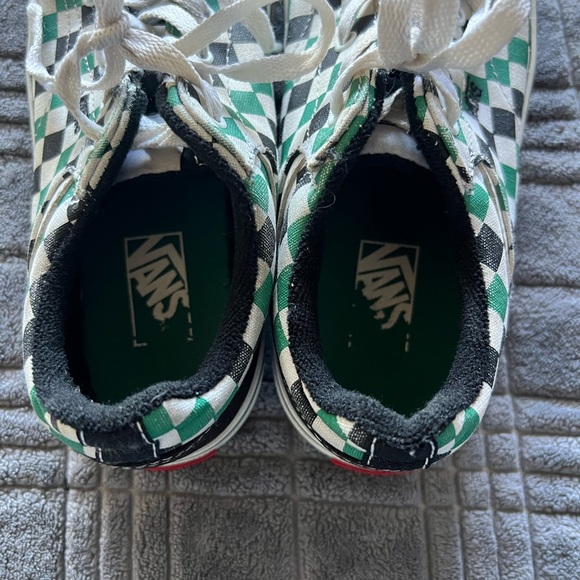Vans green/black/white checkerboard, Little Boys size 3 - Picture 5 of 12